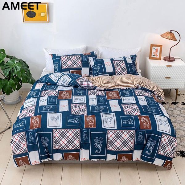 

bedding sets plaid blue bed linen ancient duvet cover 200x200 double single set winter bedroom comforter 2 /3pcs no sheet