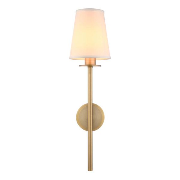 

wall lamp permo single classic rustic industrial sconce lighting fixture with flared white textile shade