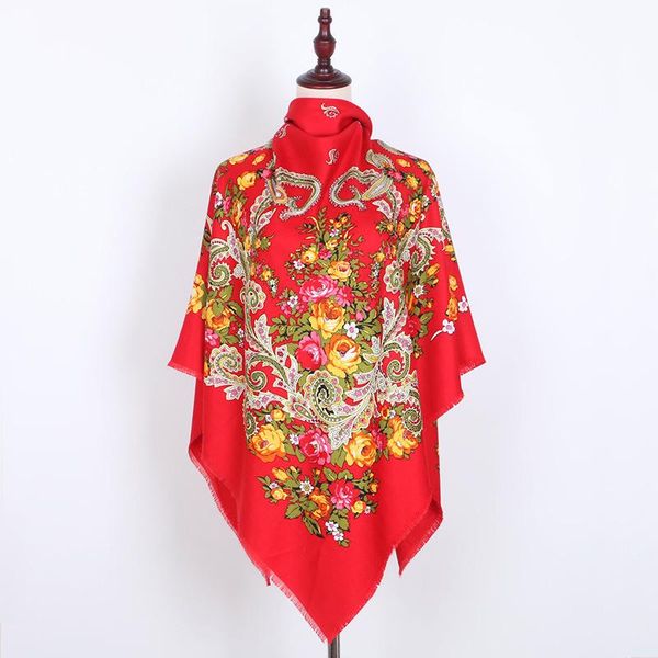 

scarves autumn winter russian style ladies cotton shawl dual-use retro ethnic tassel square scarf warm printing fashion female, Blue;gray