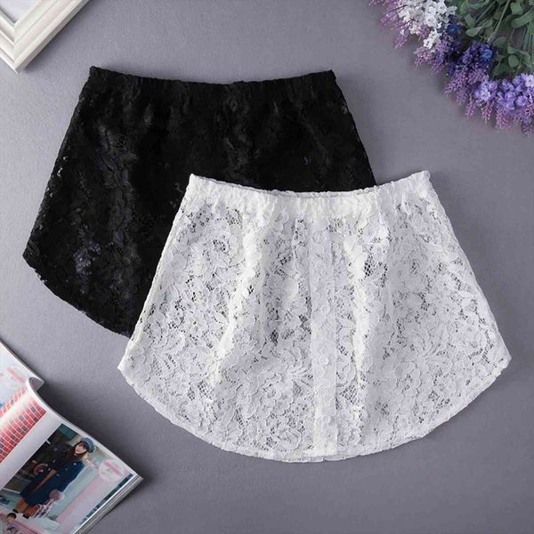 

spring lace mini fake irregular women skirt false shirt half body female skirts womens jupe short a word blouse tail, Black