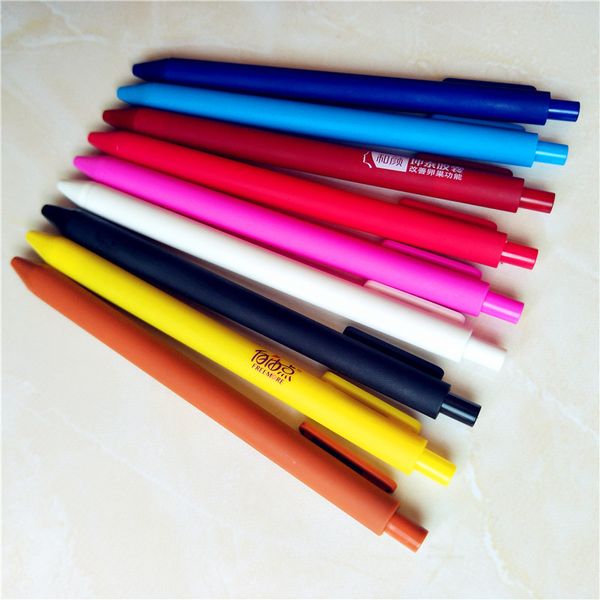 

sweet candy color gel ink pen soft switzerland brand logo custom give away stationery gifts plastic click rubberized retractable press soft