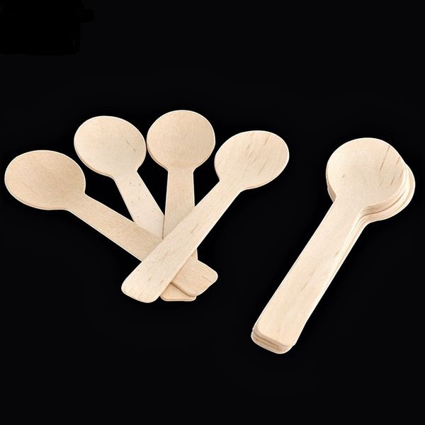 Löffel 100 teile/paket Einweg Holzlöffel Eis Scoop Kaffee Honig Teelöffel Geschirr Mini Besteck Set Küche Zubehör DH8586