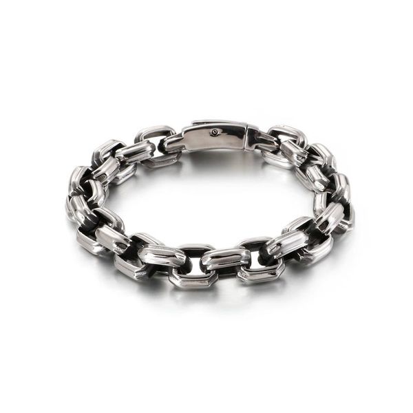 

link, chain haolynjoy 316l stainless steel men's bracelet hard and non-deformation gothic style bracelets jewelry, Black