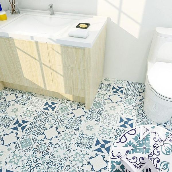 

toilet waterproof floor stickers bathroom non-slip wallpaper self-adhesive household bohemian pvc wallpapers