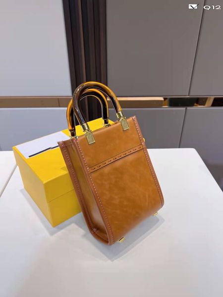 

designer bags sunshine mini totes leather shopper tote women handbag brown italy fashion shoulder bag calfskin bucket bags luxury basket clu