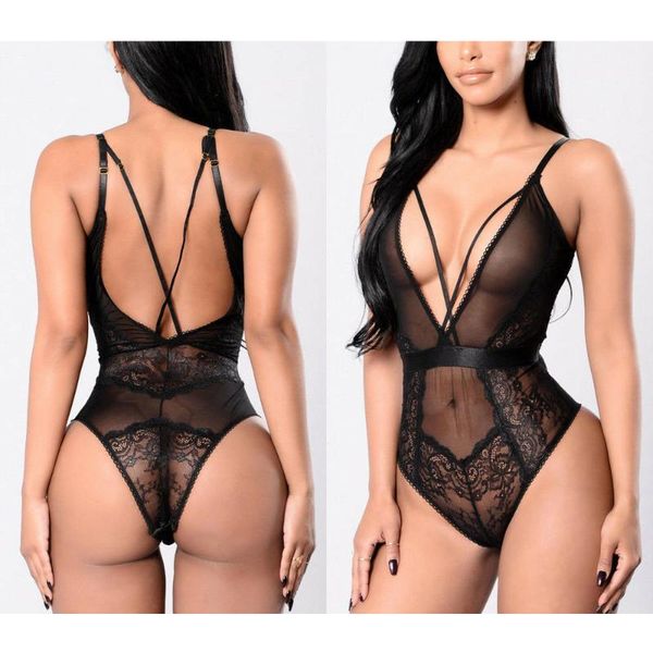 

women's jumpsuits & rompers black slim deep v-neck lace bodysuit female off-shoulder backless bar party wear romper plus size dropship, Black;white