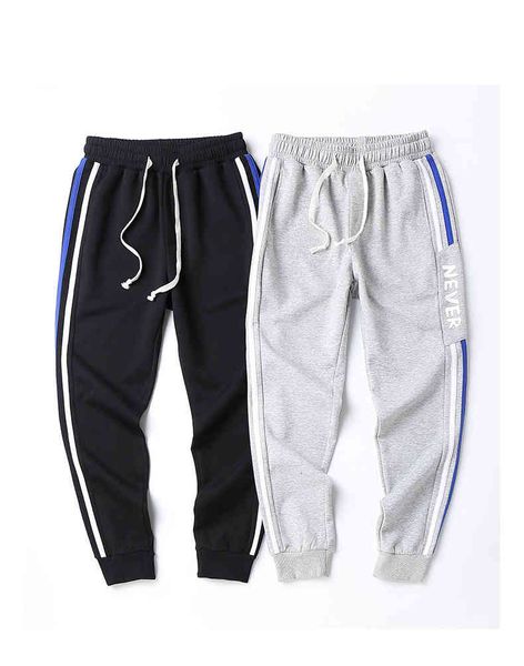 

men's pants men casual athlete joggers high street hip hop elastic male letters printed running trousers long pencil hmw1, Black