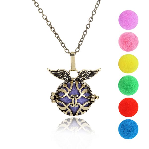 

women antique aromatherapy diffuser pendant necklace elegant neck chain costume jewelry charming perfume aroma necklaces, Silver