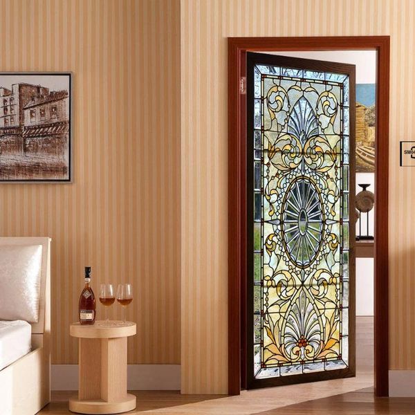 

wallpapers retro pattern door stickers corridor 3d simulation decorative wall bungalow waterproof and moisture-proof