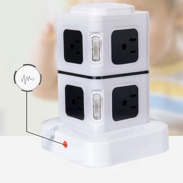 

smart power plugs supply standard multi-purpose hole usb intelligent vertical plug-in board tower with line socket(us plug)