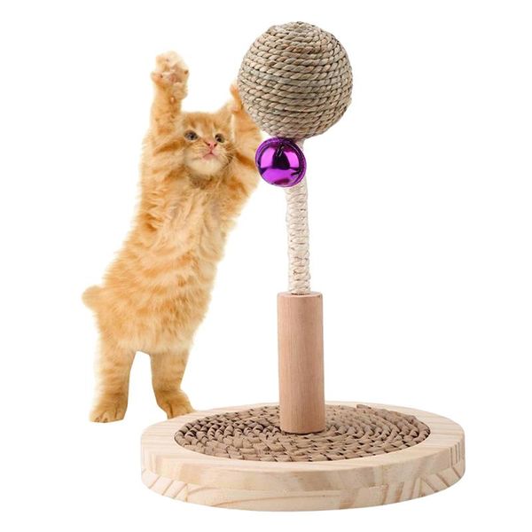 

cat toys spring scratcher cute pet playing wooden for cats kitten ball feather funny toy supplies