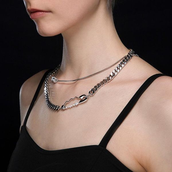 

chains creative pin necklace collocation simple light luxury trend party jewelry, Silver