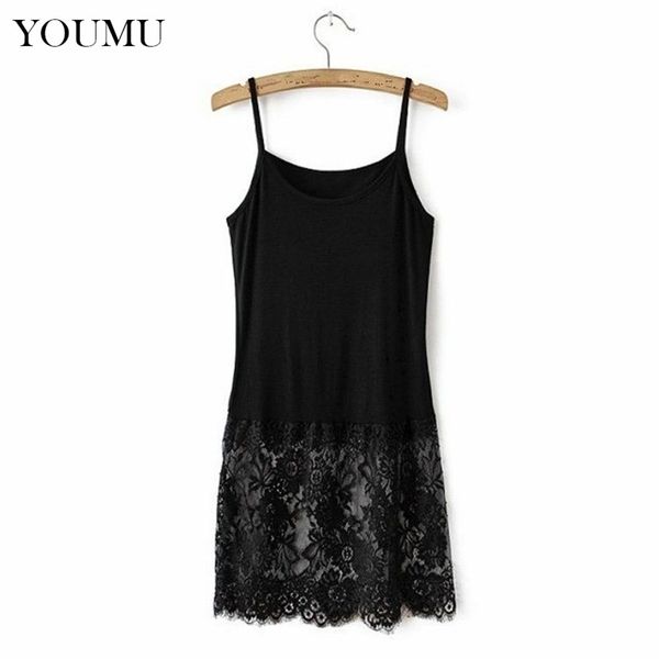 

women ladies camisole lace casual undershirt extender long tank vest cotton black white -4xl vintage new 904-730 210401