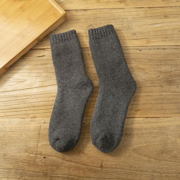

qPQ autumn and winter socks super thick warm wool medium wool men's hosiery and women's middle tube thickened warm terry cks stockings casu, Black;white