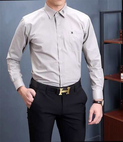 

2021 summer luxury designer men's business casual shirt long sleeve stripe lapel shirts masculine social fashion plaid -#36, White;black