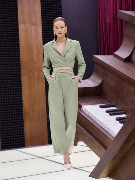 

slant pocket wide leg pants 64xh#, Black;white