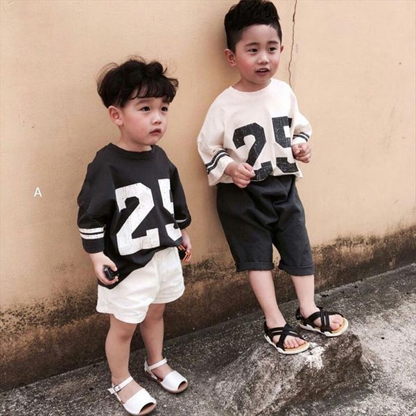 

fashion number graphic t shirts cotton loose children boys shirt short sleeve boy summer 1 6years, Blue