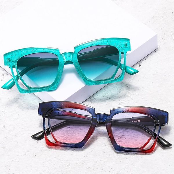 

sunglasses keikesweet 2022 fashion luxury design square women men vintage brand cool shades party sun glasses, White;black