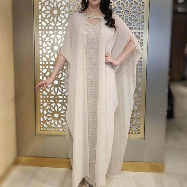 

abaya 2021 muslim dress solid batwing sleeve african dresses for women dashiki chiffon diamonds indie folk casual and lining ethnic clothing, Red