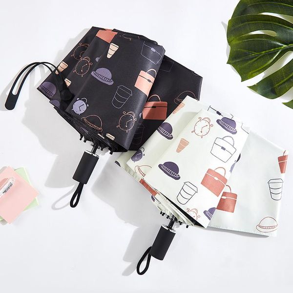 

umbrellas man's rain woman 3 folding umbrella female sunny&rainy windproof gear anti-uv ladies parasol