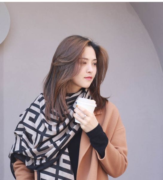 

spring autumn fashion scarves g letter net red versatile thin cotton and hemp silk scarf women, Blue;gray