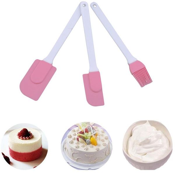 

baking & pastry tools 3pcs/set cute pink silicone brush knife scraper cake cream basic 2021