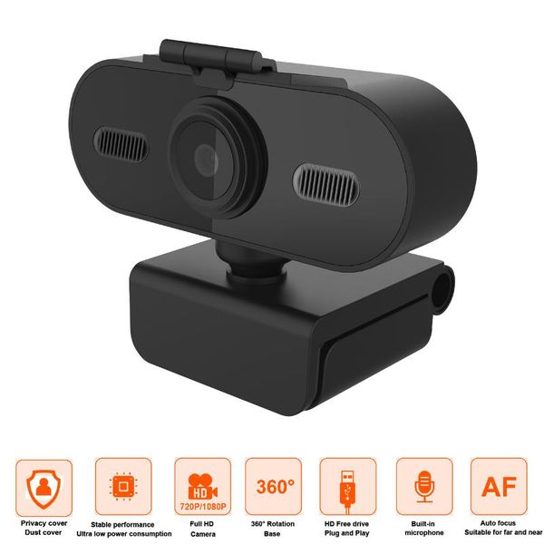 

webcams 1080p auto focus webcam mini computer pc camera with microphone rotatable cameras for live broadcast calling conference work