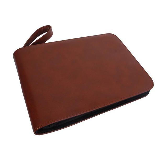 

luxury leather pen storage bag for 24 pens zipper warterproof black case holder pouch pencil bags