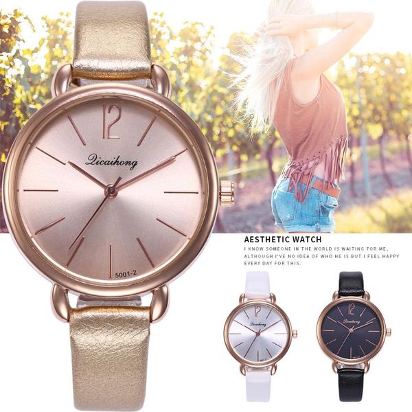 

wristwatches simple ladies watches korean leather casual fashion quartz gold watch women digital relogio feminino, Slivery;brown