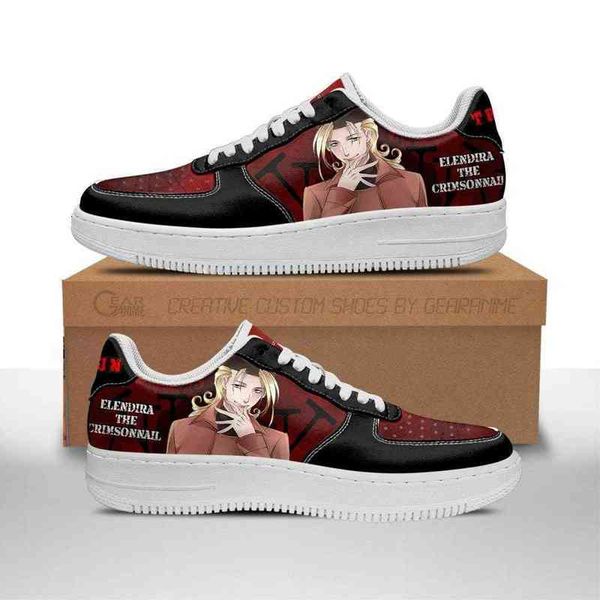 

diy anime shoes trigun elendira the crimsonnail sneakers casual running sport walking lightweight tennis, Black