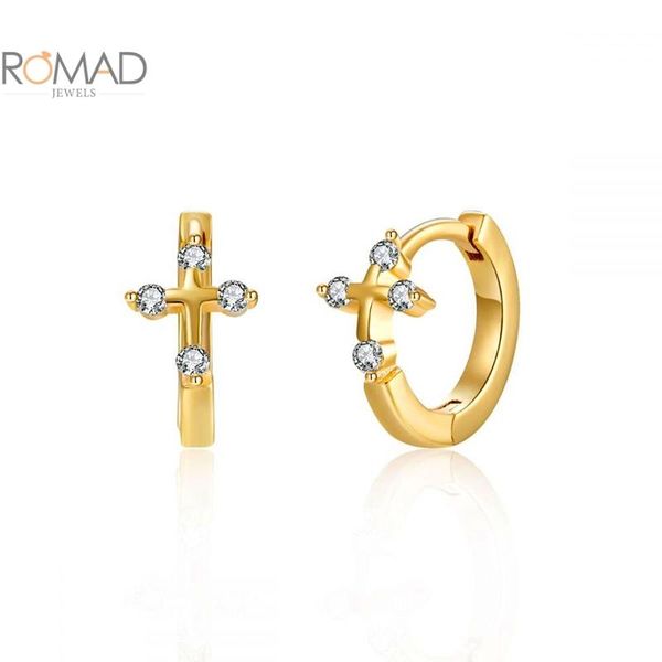 

hoop & huggie romad small earrings for women 925 sterling silver round chain circle gold jewelry pendientes plata, Golden;silver