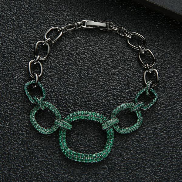 

charm bracelets luxury square cuban link bangles cubic zirconia cz bohemian cuff for women femme fashion jewelry s0825, Golden;silver