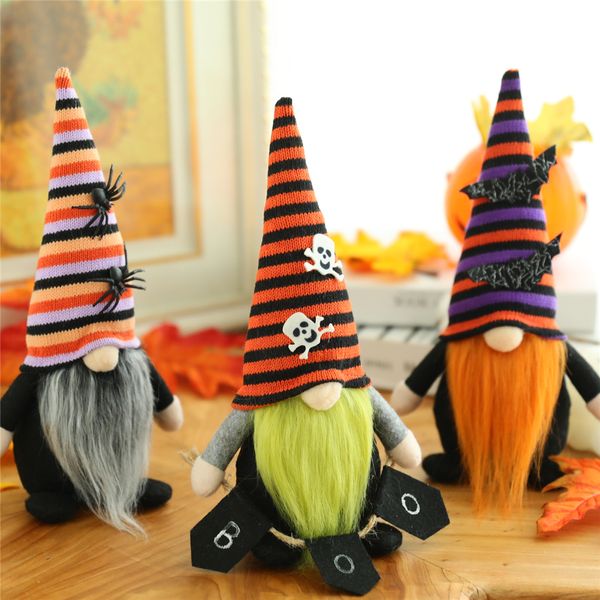 Festes de Festa Decorações Gnomos de Halloween com Spider Bat Skull Handmade Plush Elf Anão Dola Boneca Tabela de Casa Ornamento Crianças Gif Phjk2108