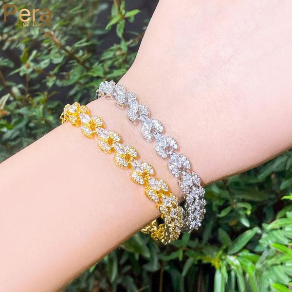 

link, chain pera fashion white gold roma link bracelet bangle for women shiny marquise cz crystal wedding bridesmaid gift jewelry b221, Black