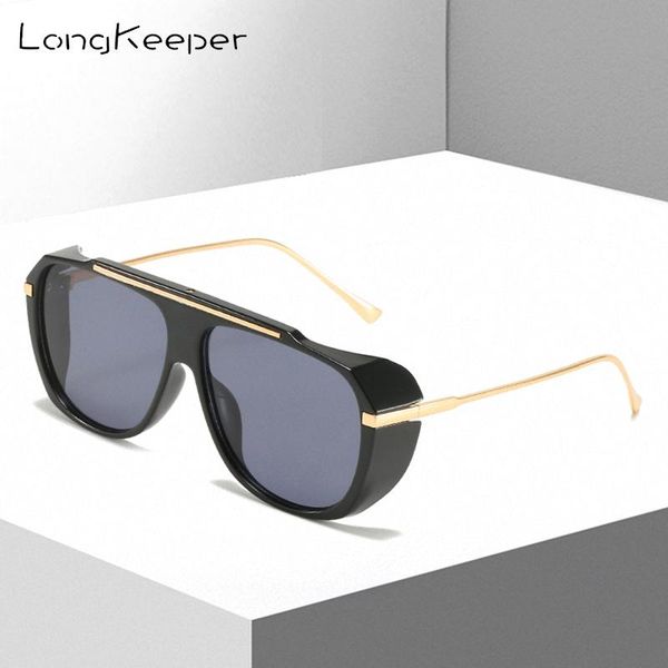 

sunglasses vintage oversize square retro steampunk glasses metal frame sun men women designer gafas de sol, White;black