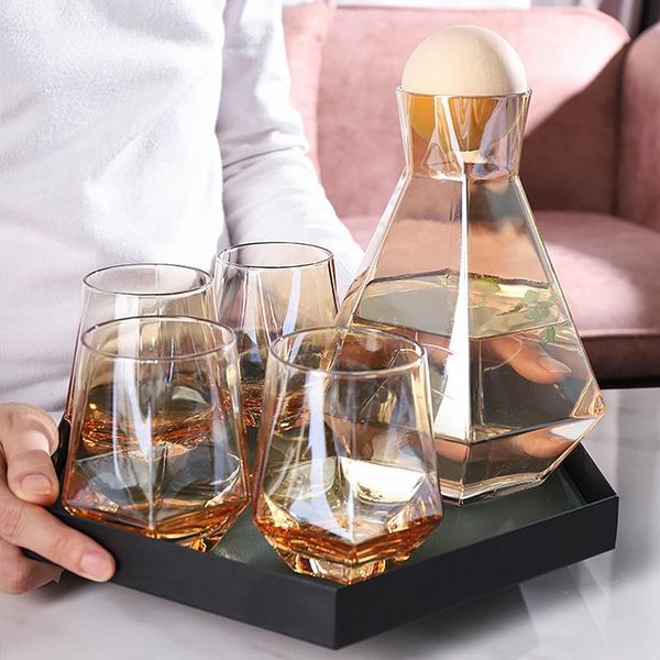 

diamond whiskey glasses sets water kettle with wood ball lid clear jug for juice cocktail wine set