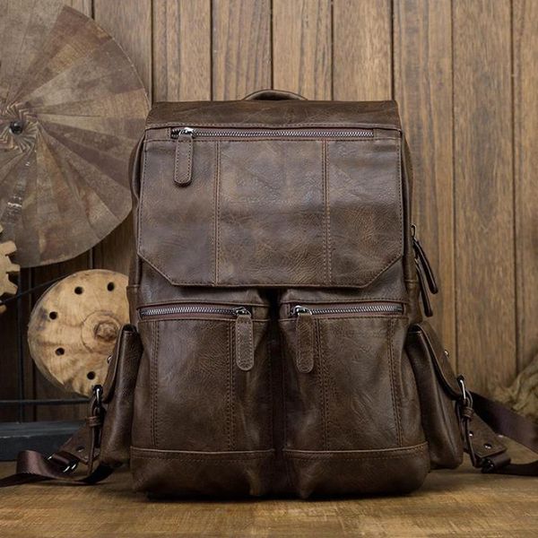 

backpack johnature handmade cowhide man bag 2021 leisure genuine leather lapfashion large capacity travel