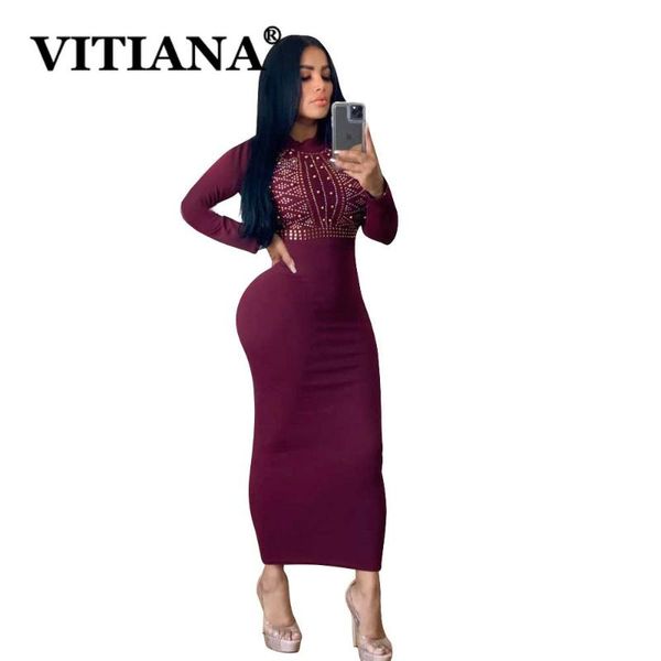 

casual dresses vitiana women bodycon dress spring 2021 female long sleeve diamonds slim empire party femme club pencil vestidos, Black;gray