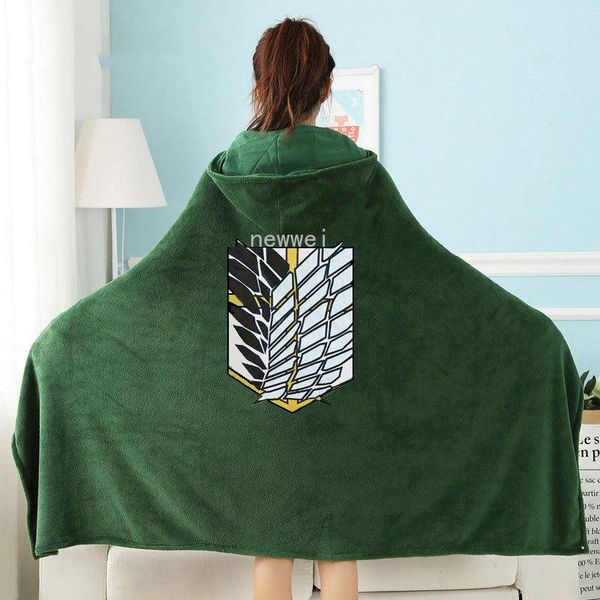 

blankets wearable attack on titan blanket cloak shingeki no kyojin survey corps cape flannel cosplay costume hoodie real pos