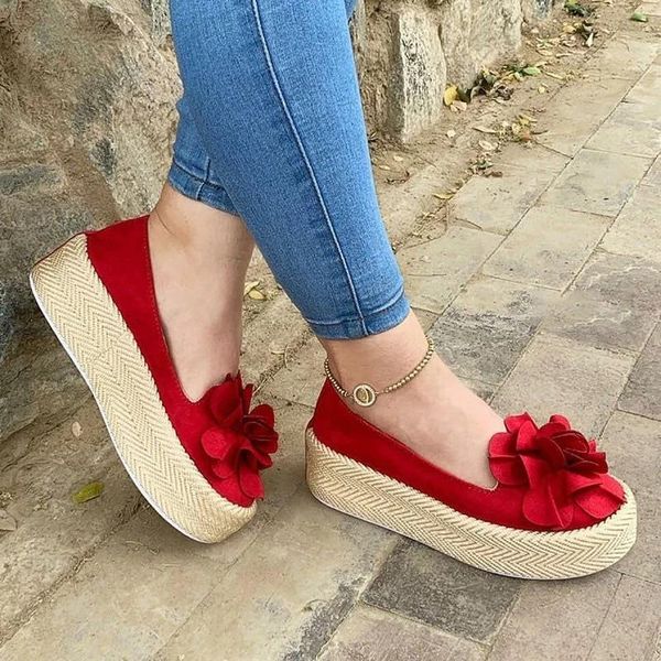 

dress shoes 2021 spring women flowers platform sneakers slip on canvas suede ladies loafers moccasins casual dropship size 35-4, Black