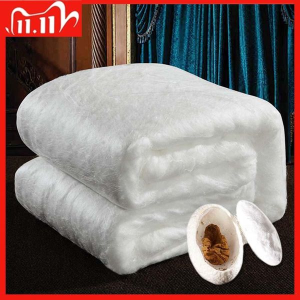 

high-grade luxury 100% natural silk quilt duvets customizable winter keep warm comforters king queen twin full size & sets