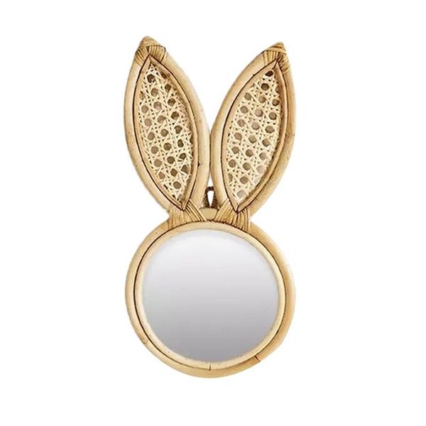 

mirrors wall-mounted mirror rattan with makeup handmade decoration ear home