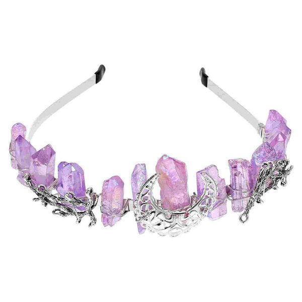 

hair clips & barrettes 1pc natural multi colored tree branch moon crystal pendant adorn headband, Golden;silver