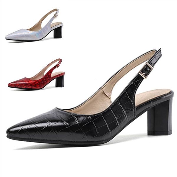 

dress shoes heels women pumps female high fashion buckle strape pointed toe wedding spring autumn casual plus size43, Black