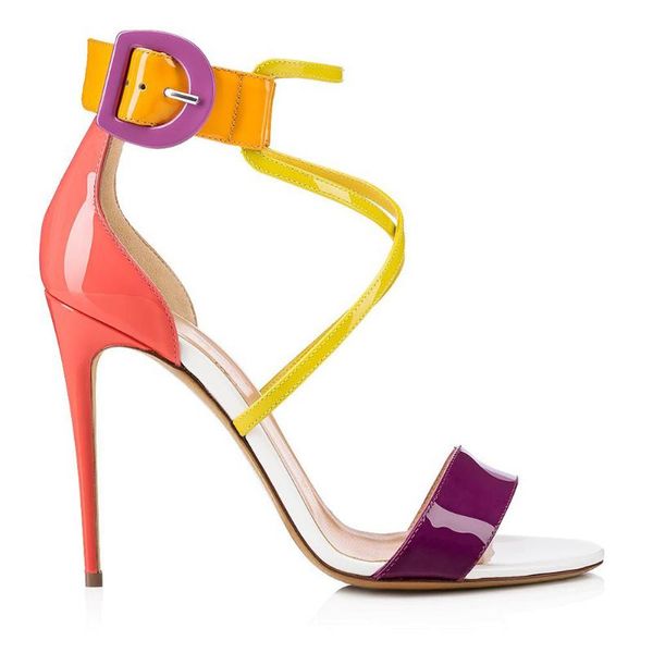 

sandals women's candy color cross band super high heel dinner shoes fashion, Black