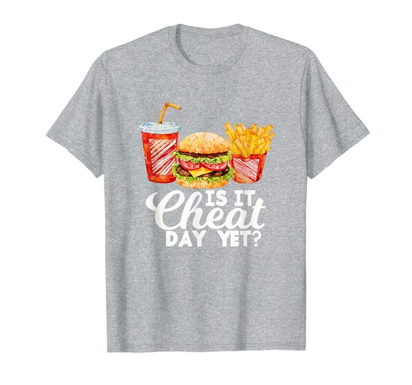

is it cheat day yet funny gym saying workout diet gift t-shirt, White;black
