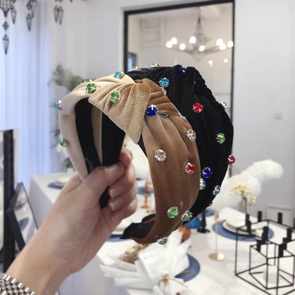 

velvet pearl crystal knot hairbands for women headband korea hair accessories band flower crown headbands head wrap1