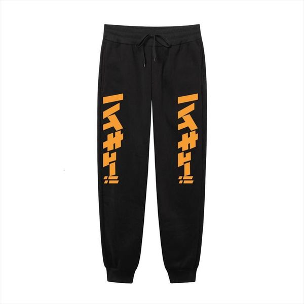 

japanese anime volleyball juvenile harajuku women pant print joggers male trousers casual sweatpants, Black