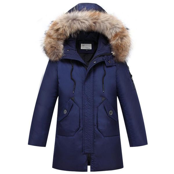 

coat 2021 winter big boys down jackets -30 degrees long overcoat teenage boy clothes parka real fur collar age 8 10 12 14 15 yrs, Blue;gray