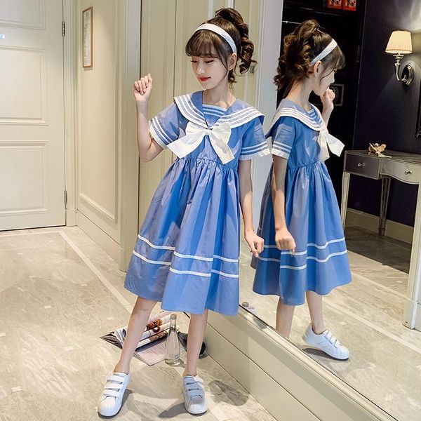 

summer sweet bow high waist pleated jk sailor dress girl school uniform japanese dark style navy collar short sleeve girl's dresses, Red;yellow
